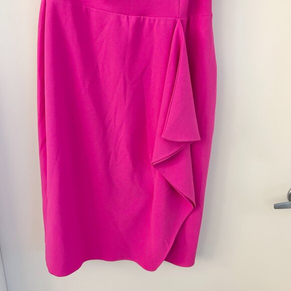 Betsy & Adam One-Shoulder Ruffle Sheath Dress Hot Pink Size 12 - Picture 6 of 11
